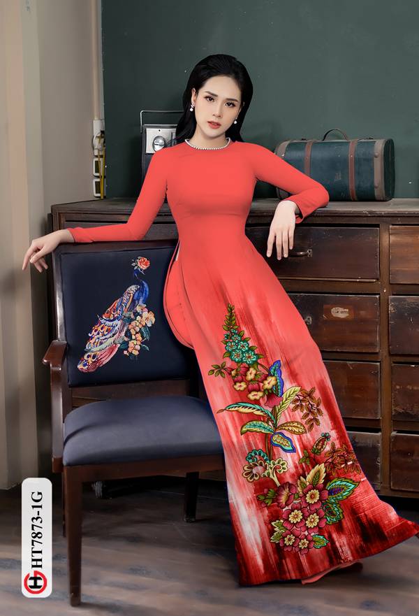Vải Áo Dài Hoa In 3D mới ra AD HT7873 40 Vải Áo Dài Hoa In 3D mới ra AD HT7873