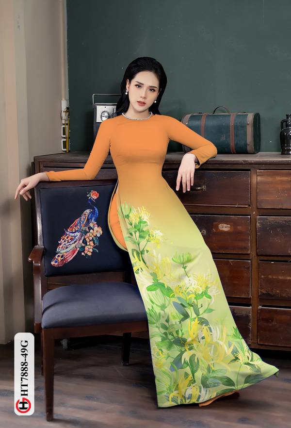 Vải Áo Dài Hoa Ly Vàng mới ra AD HT7888 32 Vải Áo Dài Hoa Ly Vàng mới ra AD HT7888