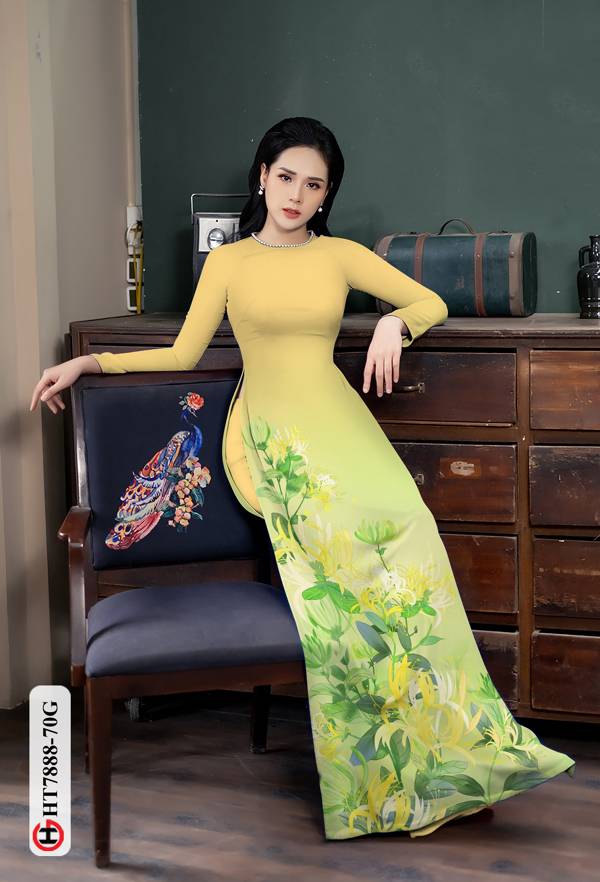 Vải Áo Dài Hoa Ly Vàng mới ra AD HT7888 33 Vải Áo Dài Hoa Ly Vàng mới ra AD HT7888