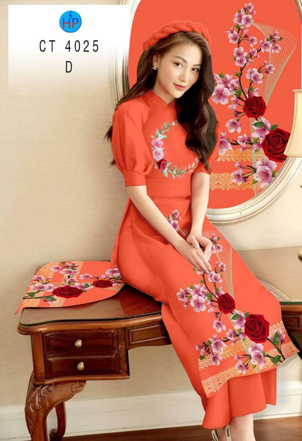 Vải Áo Dài Hoa Hồng kiểu mới AD CT 4025 42 Vải Áo Dài Hoa Hồng kiểu mới AD CT 4025