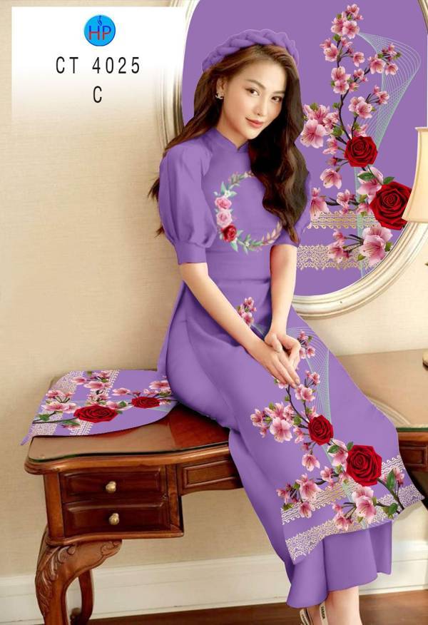Vải Áo Dài Hoa Hồng kiểu mới AD CT 4025 41 Vải Áo Dài Hoa Hồng kiểu mới AD CT 4025