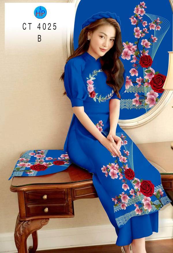 Vải Áo Dài Hoa Hồng kiểu mới AD CT 4025 40 Vải Áo Dài Hoa Hồng kiểu mới AD CT 4025