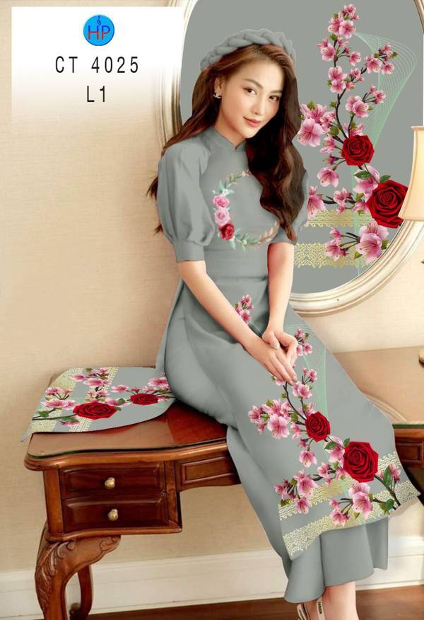 Vải Áo Dài Hoa Hồng kiểu mới AD CT 4025 45 Vải Áo Dài Hoa Hồng kiểu mới AD CT 4025
