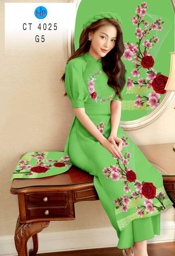 Vải Áo Dài Hoa Hồng kiểu mới AD CT 4025 44 Vải Áo Dài Hoa Hồng kiểu mới AD CT 4025