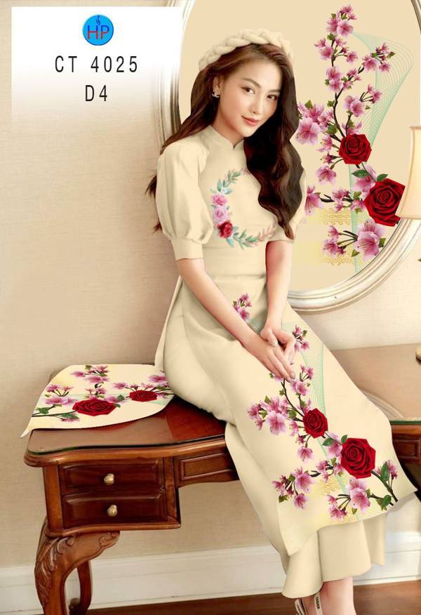 Vải Áo Dài Hoa Hồng kiểu mới AD CT 4025 43 Vải Áo Dài Hoa Hồng kiểu mới AD CT 4025