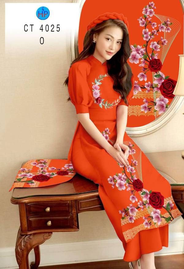 Vải Áo Dài Hoa Hồng kiểu mới AD CT 4025 47 Vải Áo Dài Hoa Hồng kiểu mới AD CT 4025