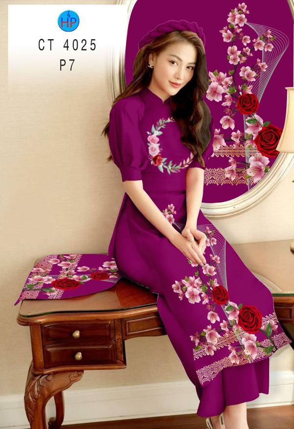 Vải Áo Dài Hoa Hồng kiểu mới AD CT 4025 49 Vải Áo Dài Hoa Hồng kiểu mới AD CT 4025