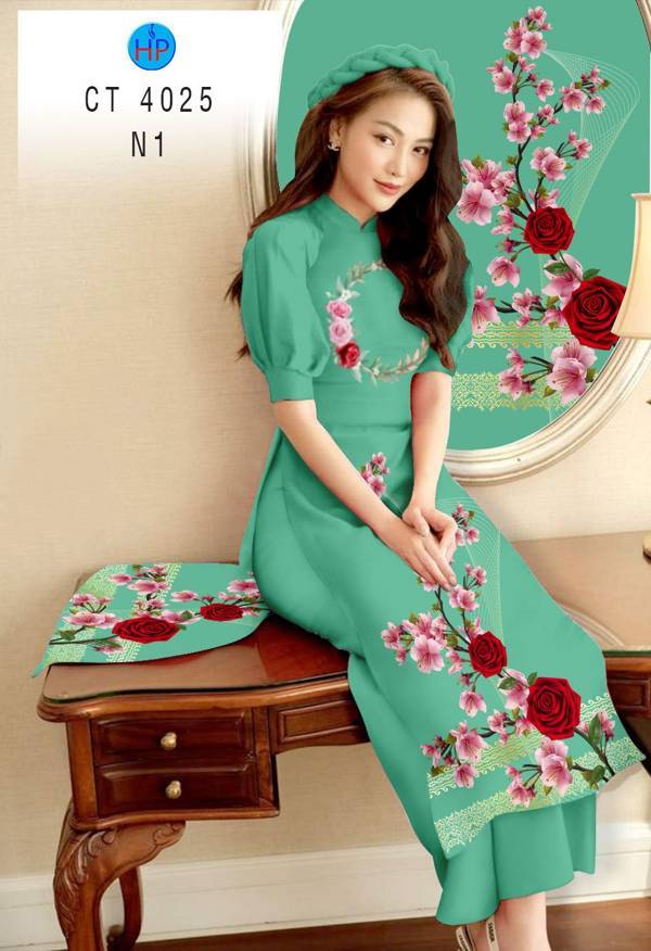 Vải Áo Dài Hoa Hồng kiểu mới AD CT 4025 46 Vải Áo Dài Hoa Hồng kiểu mới AD CT 4025