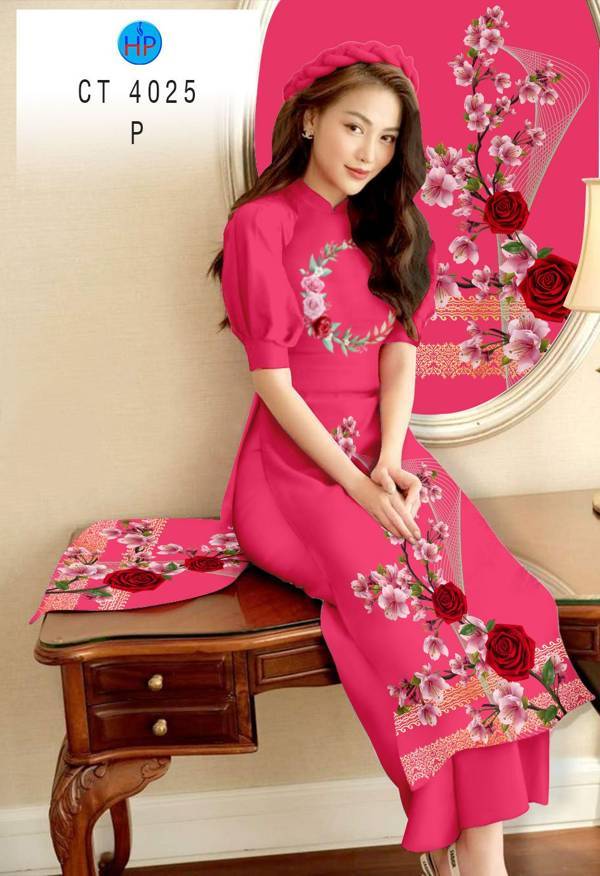 Vải Áo Dài Hoa Hồng kiểu mới AD CT 4025 48 Vải Áo Dài Hoa Hồng kiểu mới AD CT 4025