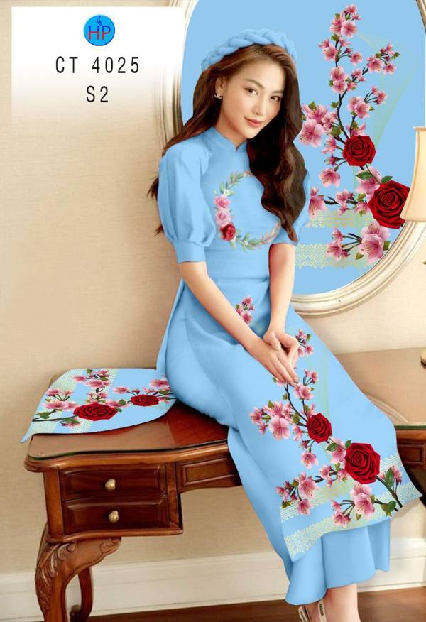 Vải Áo Dài Hoa Hồng kiểu mới AD CT 4025 52 Vải Áo Dài Hoa Hồng kiểu mới AD CT 4025