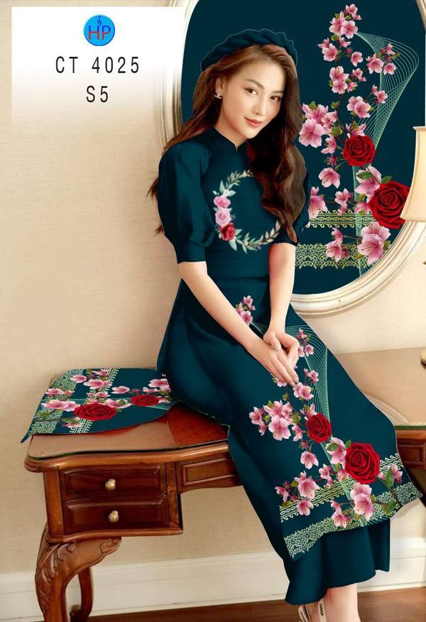 Vải Áo Dài Hoa Hồng kiểu mới AD CT 4025 51 Vải Áo Dài Hoa Hồng kiểu mới AD CT 4025
