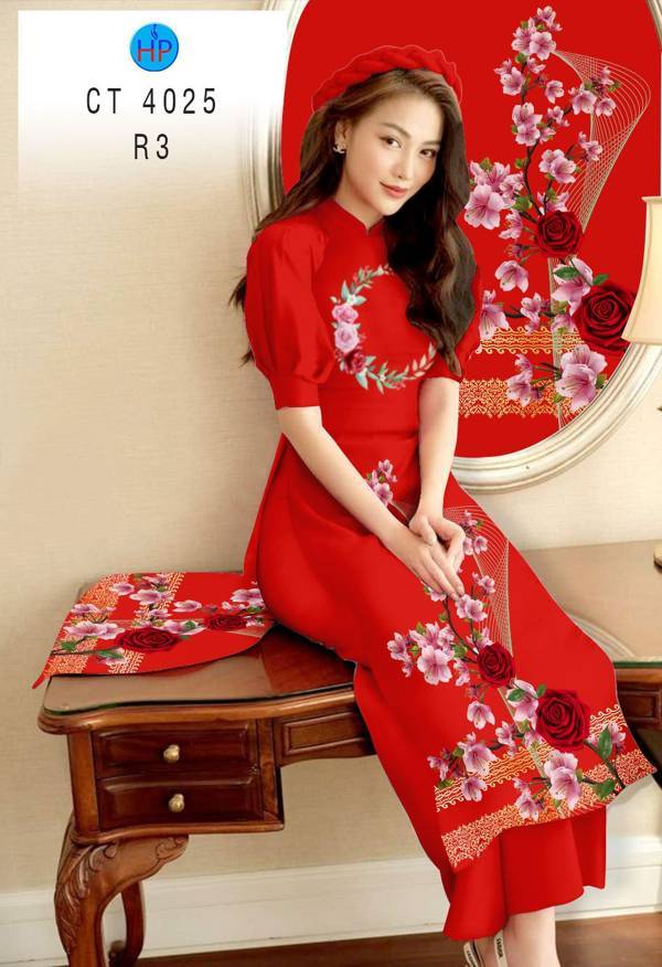 Vải Áo Dài Hoa Hồng kiểu mới AD CT 4025 50 Vải Áo Dài Hoa Hồng kiểu mới AD CT 4025