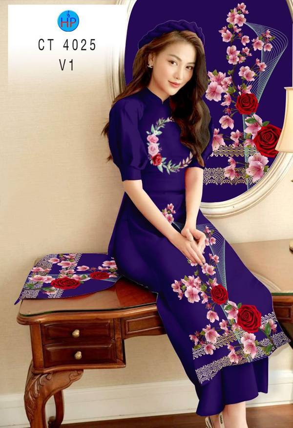 Vải Áo Dài Hoa Hồng kiểu mới AD CT 4025 53 Vải Áo Dài Hoa Hồng kiểu mới AD CT 4025