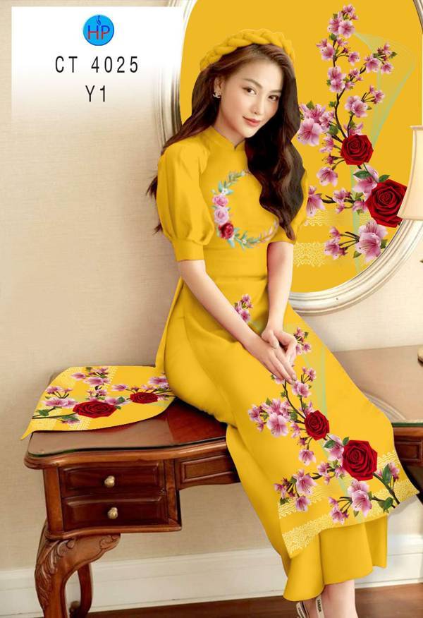 Vải Áo Dài Hoa Hồng kiểu mới AD CT 4025 54 Vải Áo Dài Hoa Hồng kiểu mới AD CT 4025
