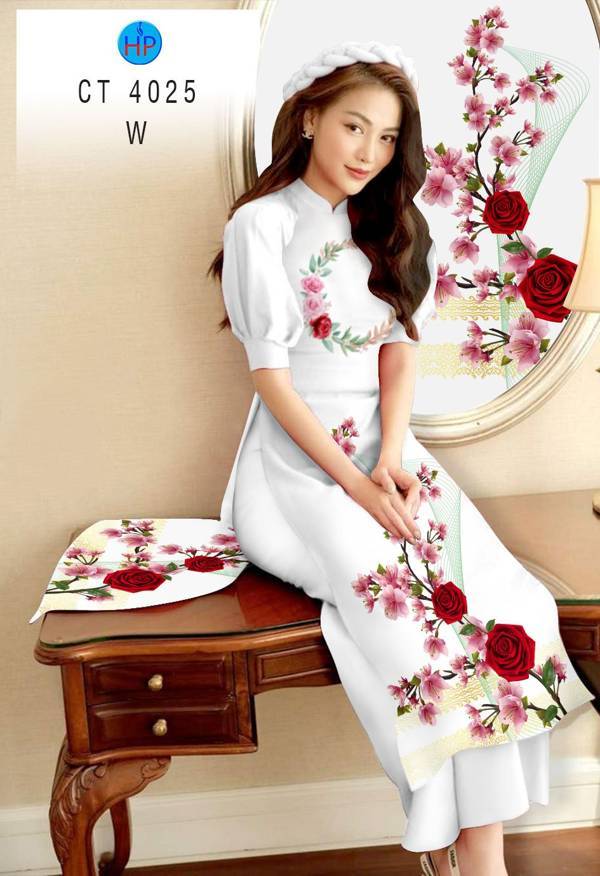 Vải Áo Dài Hoa Hồng kiểu mới AD CT 4025 55 Vải Áo Dài Hoa Hồng kiểu mới AD CT 4025