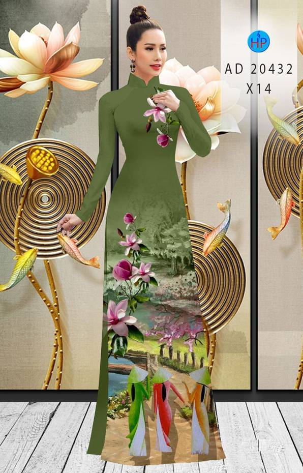 Vải Áo Dài Hoa In 3D kiểu mới AD 20432 40 Vải Áo Dài Hoa In 3D kiểu mới AD 20432
