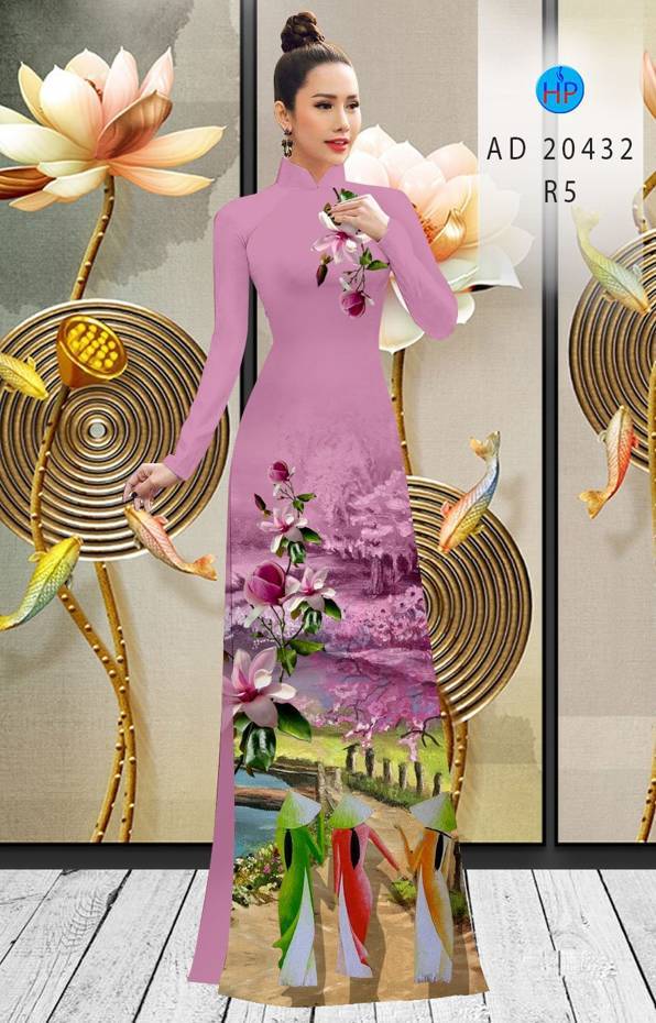 Vải Áo Dài Hoa In 3D kiểu mới AD 20432 42 Vải Áo Dài Hoa In 3D kiểu mới AD 20432