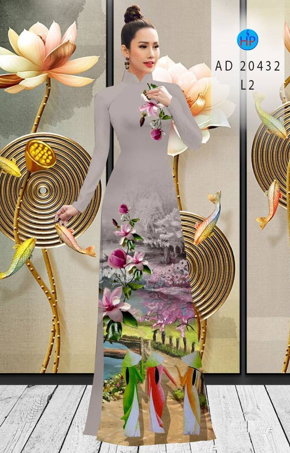 Vải Áo Dài Hoa In 3D kiểu mới AD 20432 38 Vải Áo Dài Hoa In 3D kiểu mới AD 20432
