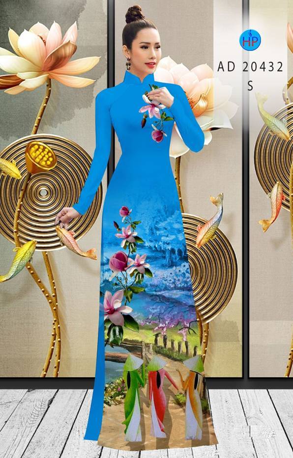 Vải Áo Dài Hoa In 3D kiểu mới AD 20432 41 Vải Áo Dài Hoa In 3D kiểu mới AD 20432