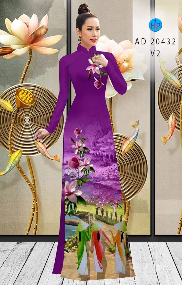 Vải Áo Dài Hoa In 3D kiểu mới AD 20432 46 Vải Áo Dài Hoa In 3D kiểu mới AD 20432