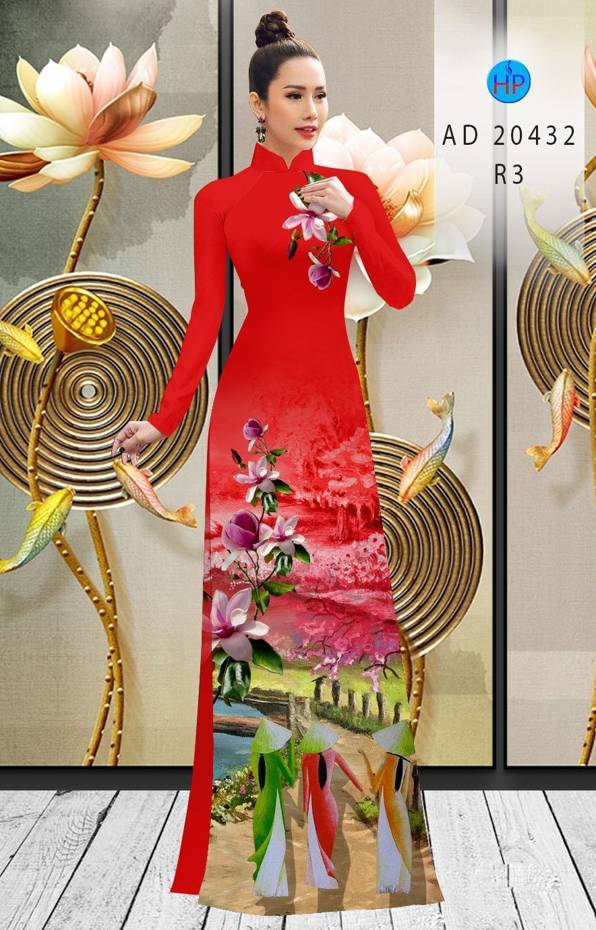 Vải Áo Dài Hoa In 3D kiểu mới AD 20432 48 Vải Áo Dài Hoa In 3D kiểu mới AD 20432