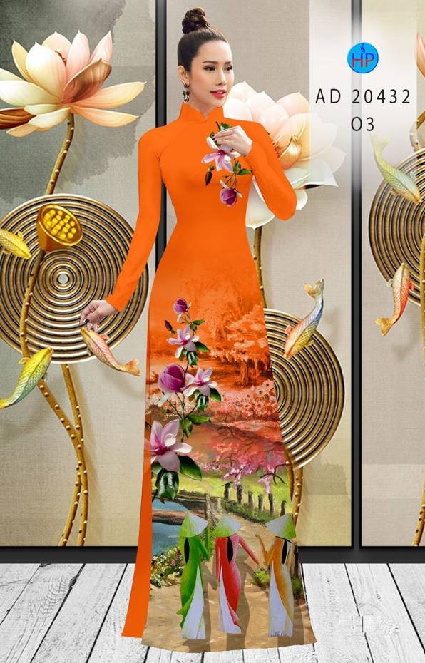 Vải Áo Dài Hoa In 3D kiểu mới AD 20432 43 Vải Áo Dài Hoa In 3D kiểu mới AD 20432