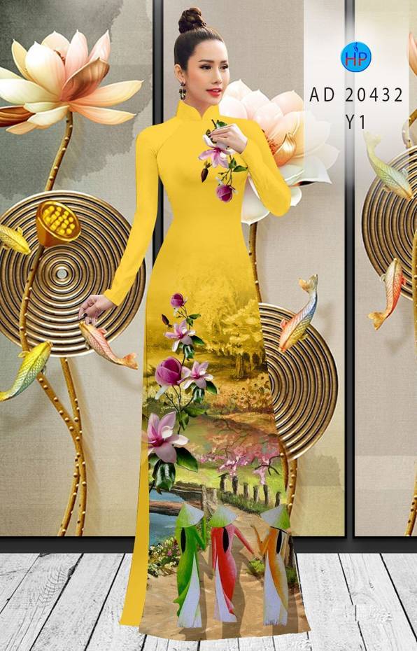 Vải Áo Dài Hoa In 3D kiểu mới AD 20432 45 Vải Áo Dài Hoa In 3D kiểu mới AD 20432