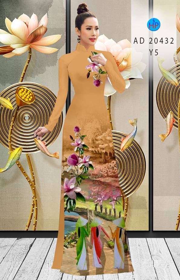 Vải Áo Dài Hoa In 3D kiểu mới AD 20432 44 Vải Áo Dài Hoa In 3D kiểu mới AD 20432