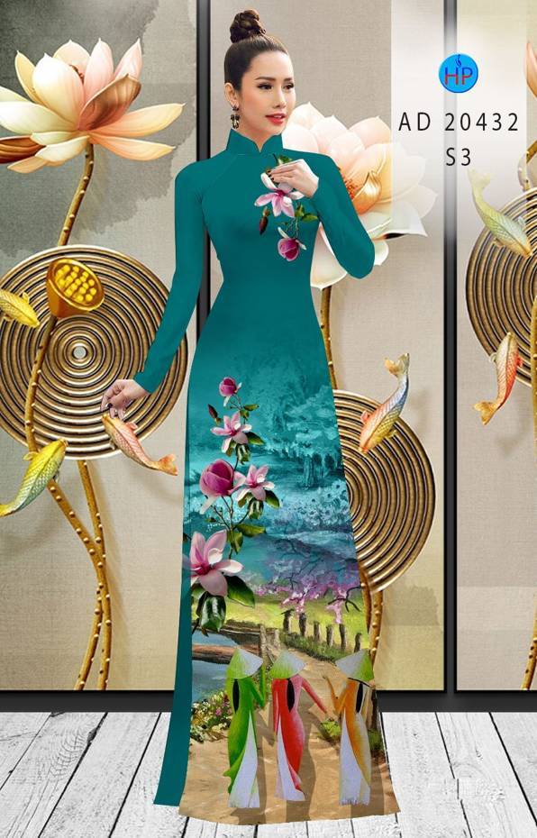 Vải Áo Dài Hoa In 3D kiểu mới AD 20432 47 Vải Áo Dài Hoa In 3D kiểu mới AD 20432