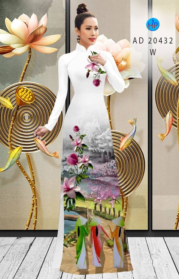 Vải Áo Dài Hoa In 3D kiểu mới AD 20432 51 Vải Áo Dài Hoa In 3D kiểu mới AD 20432