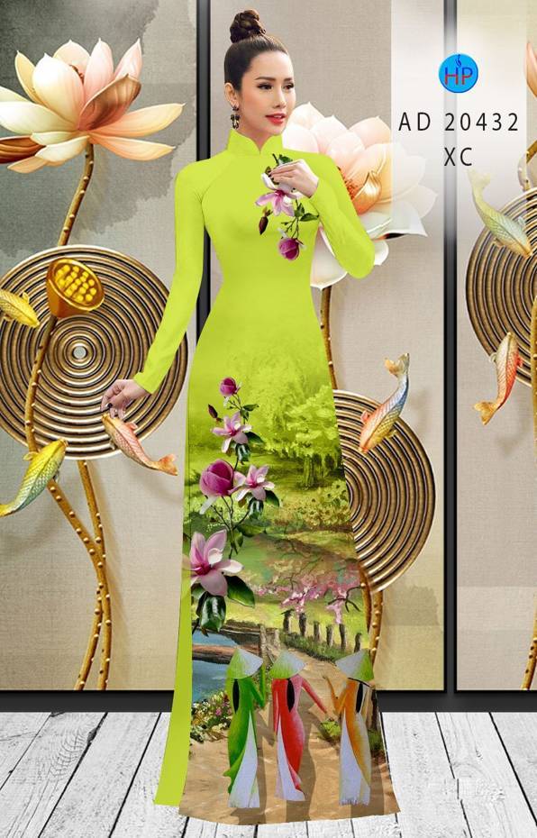 Vải Áo Dài Hoa In 3D kiểu mới AD 20432 52 Vải Áo Dài Hoa In 3D kiểu mới AD 20432