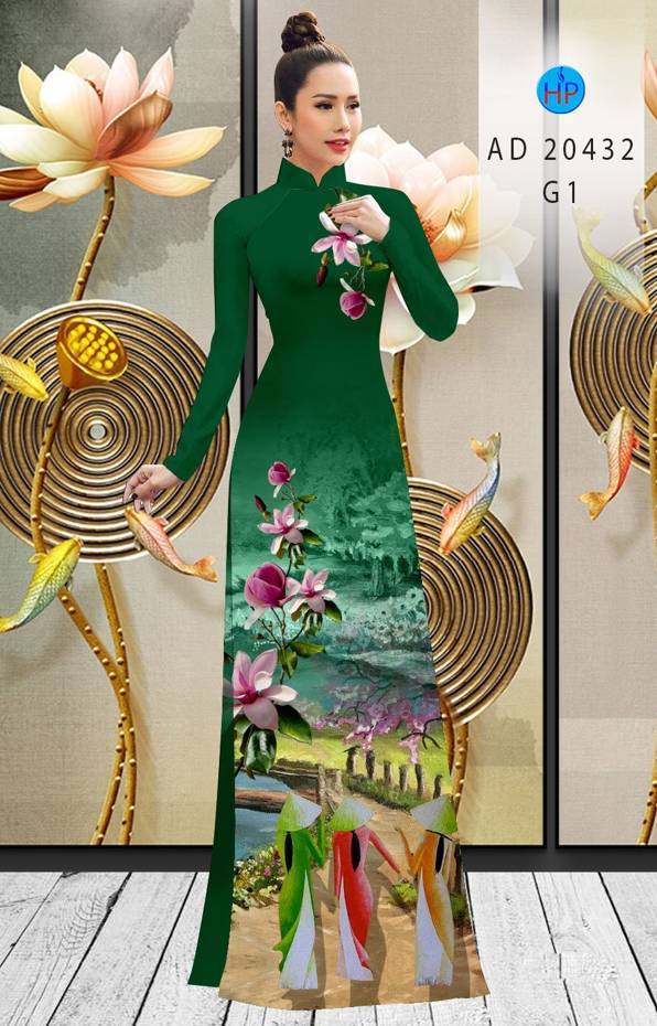 Vải Áo Dài Hoa In 3D kiểu mới AD 20432 50 Vải Áo Dài Hoa In 3D kiểu mới AD 20432