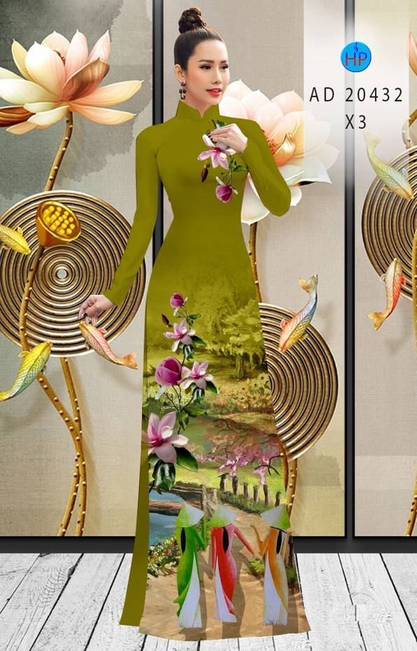 Vải Áo Dài Hoa In 3D kiểu mới AD 20432 49 Vải Áo Dài Hoa In 3D kiểu mới AD 20432