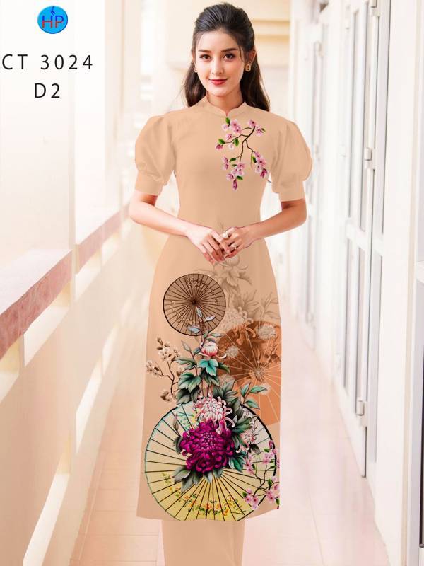 Vải Áo Dài Hoa Đào kiểu mới AD CT3024