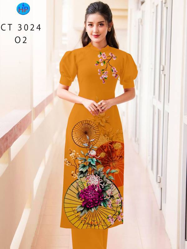 Vải Áo Dài Hoa Đào kiểu mới AD CT3024