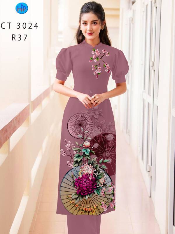 Vải Áo Dài Hoa Đào kiểu mới AD CT3024