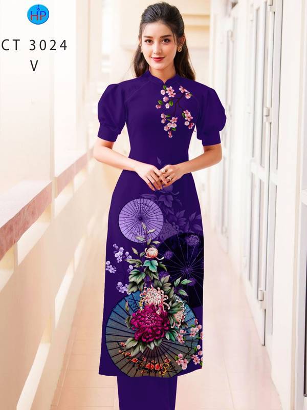 Vải Áo Dài Hoa Đào kiểu mới AD CT3024
