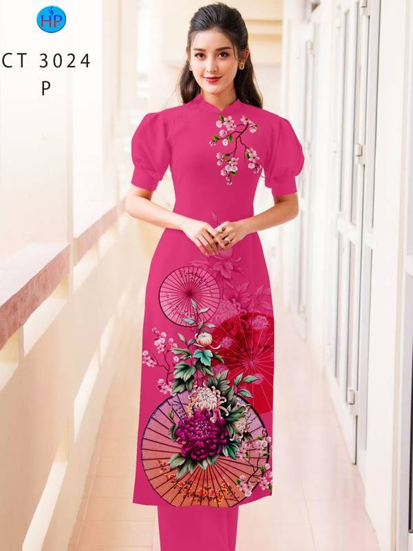 Vải Áo Dài Hoa Đào kiểu mới AD CT3024