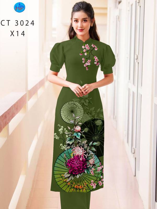 Vải Áo Dài Hoa Đào kiểu mới AD CT3024
