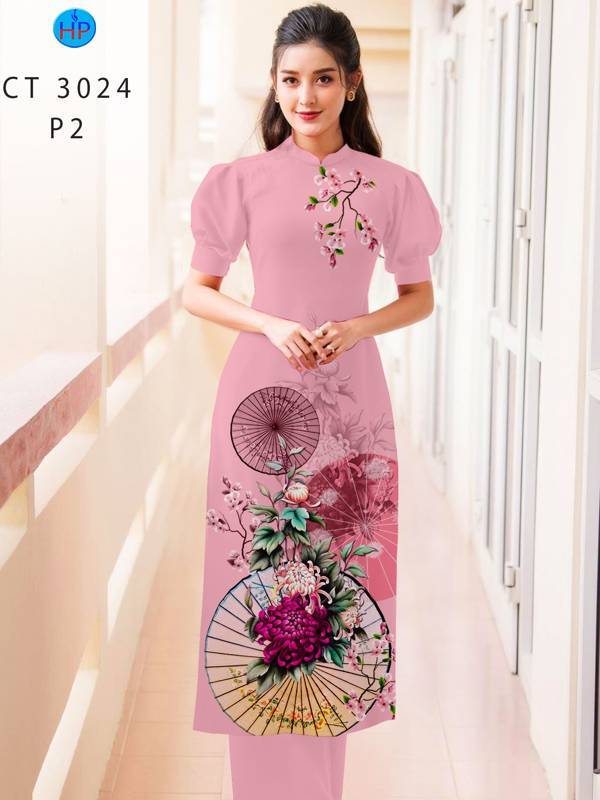 Vải Áo Dài Hoa Đào kiểu mới AD CT3024