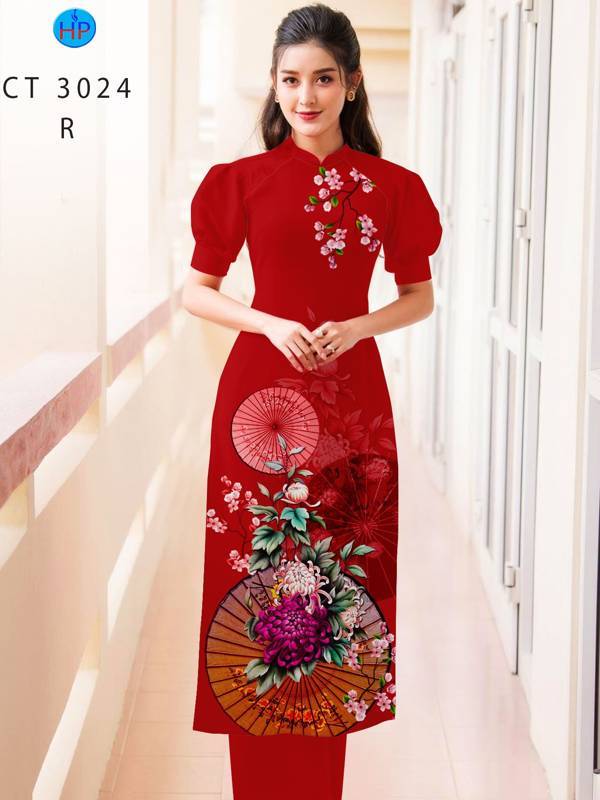 Vải Áo Dài Hoa Đào kiểu mới AD CT3024