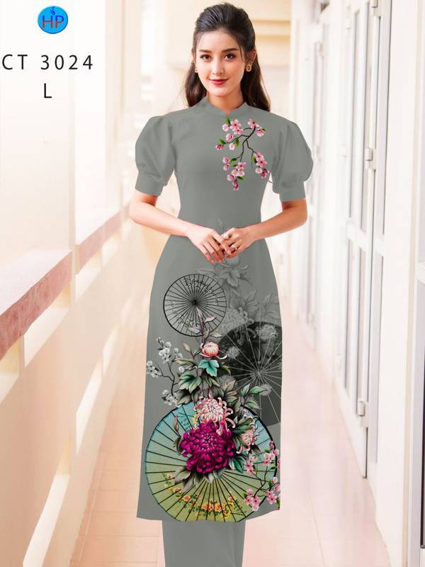 Vải Áo Dài Hoa Đào kiểu mới AD CT3024