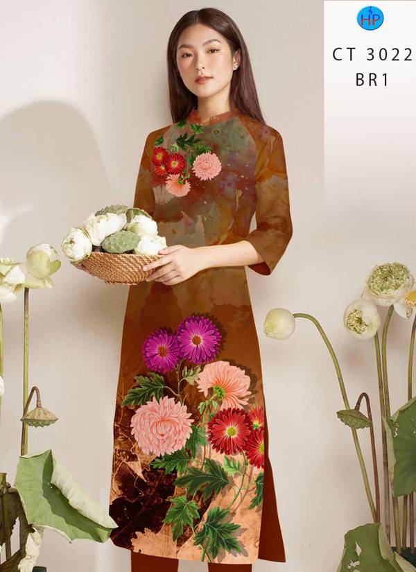 Vải Áo Dài Hoa In 3D thiết kế 2021 AD CT3022 37 Vải Áo Dài Hoa In 3D thiết kế 2021 AD CT3022