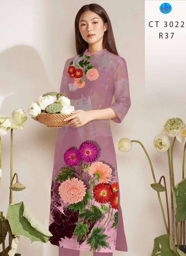 Vải Áo Dài Hoa In 3D thiết kế 2021 AD CT3022 41 Vải Áo Dài Hoa In 3D thiết kế 2021 AD CT3022