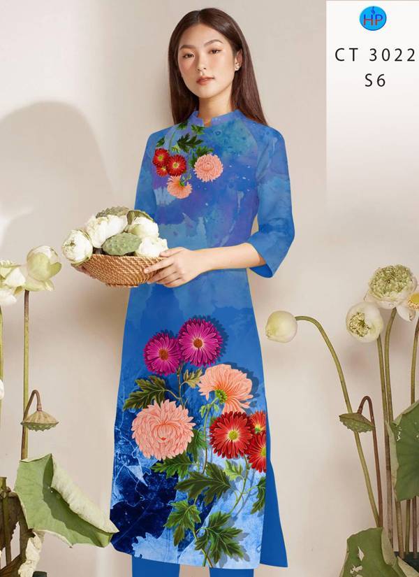 Vải Áo Dài Hoa In 3D thiết kế 2021 AD CT3022 44 Vải Áo Dài Hoa In 3D thiết kế 2021 AD CT3022