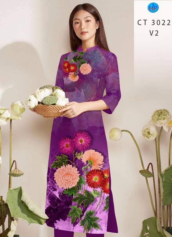 Vải Áo Dài Hoa In 3D thiết kế 2021 AD CT3022 43 Vải Áo Dài Hoa In 3D thiết kế 2021 AD CT3022