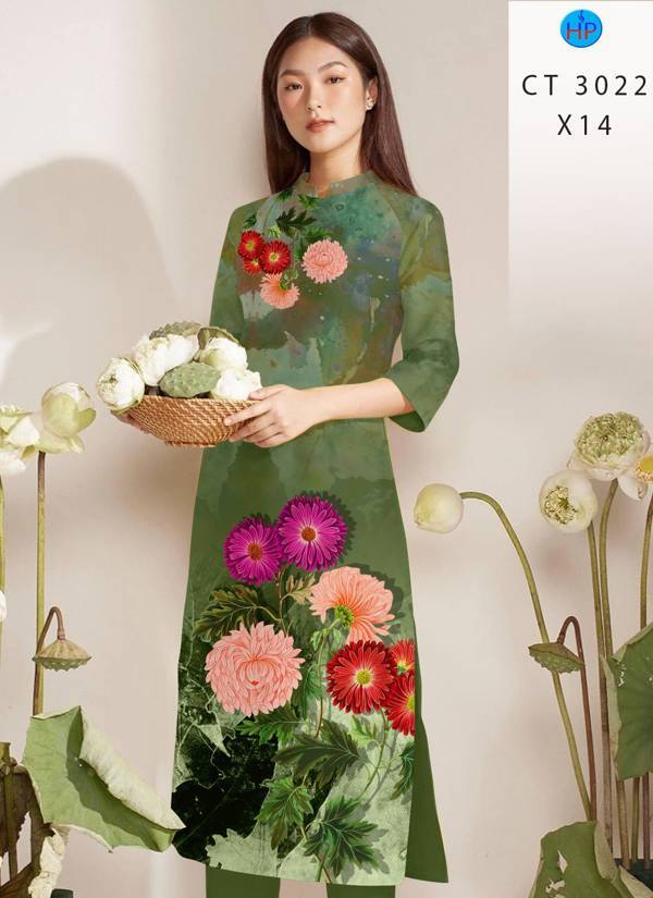 Vải Áo Dài Hoa In 3D thiết kế 2021 AD CT3022 42 Vải Áo Dài Hoa In 3D thiết kế 2021 AD CT3022