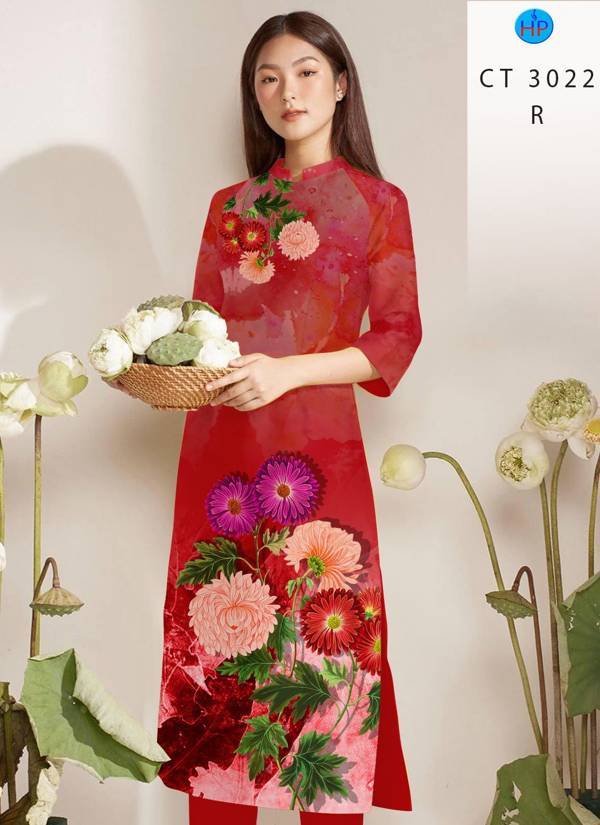 Vải Áo Dài Hoa In 3D thiết kế 2021 AD CT3022 45 Vải Áo Dài Hoa In 3D thiết kế 2021 AD CT3022