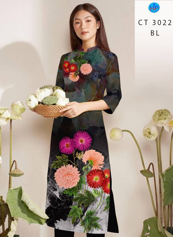 Vải Áo Dài Hoa In 3D thiết kế 2021 AD CT3022 48 Vải Áo Dài Hoa In 3D thiết kế 2021 AD CT3022