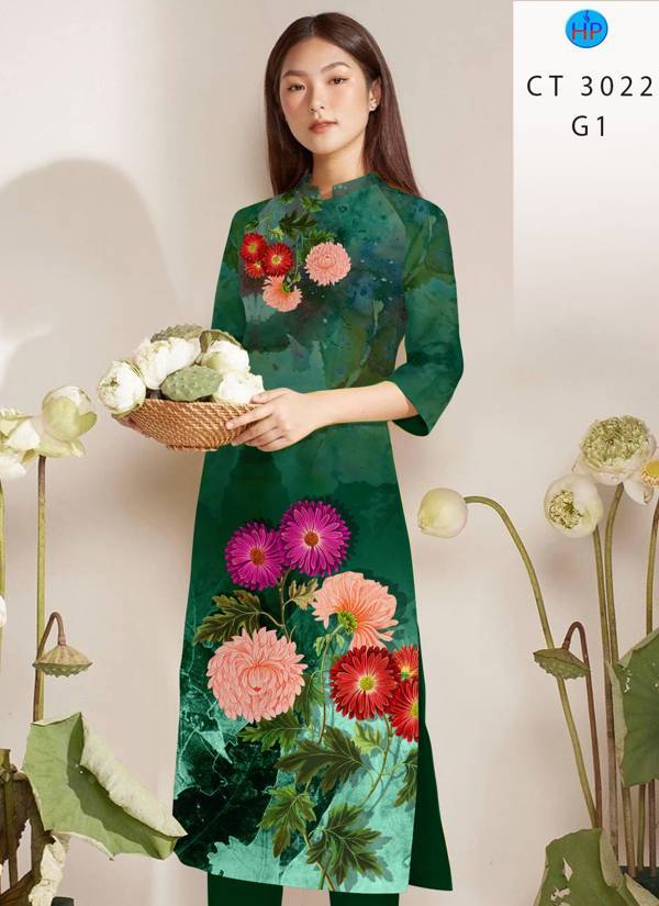 Vải Áo Dài Hoa In 3D thiết kế 2021 AD CT3022 46 Vải Áo Dài Hoa In 3D thiết kế 2021 AD CT3022